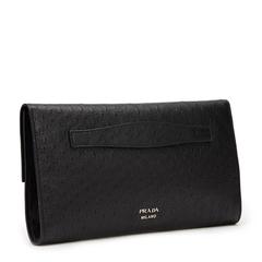 2010s Prada Black Ostrich Leather Evening Clutch