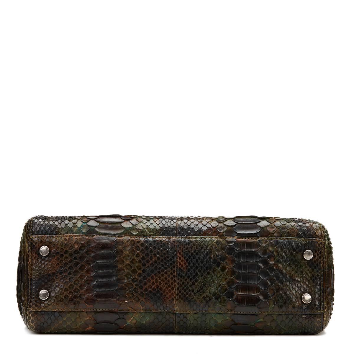Women's 2000s Chanel Green & Brown Python Cerf Tote