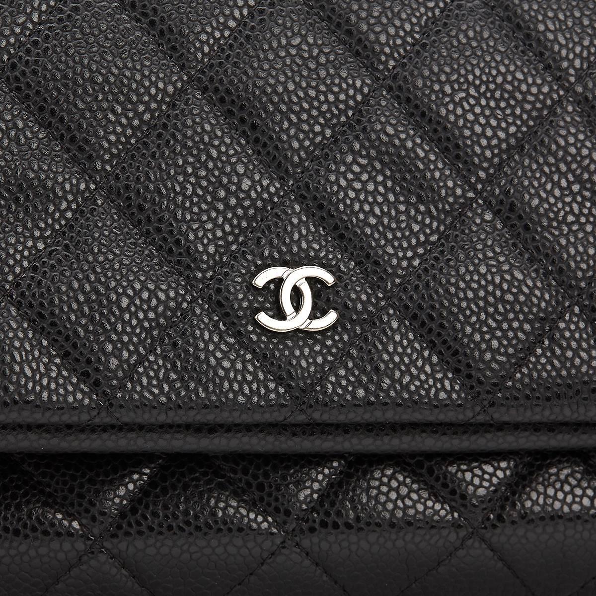 2015 Chanel Black Quilted Caviar Leather Beauty CC Foldover Clutch 1