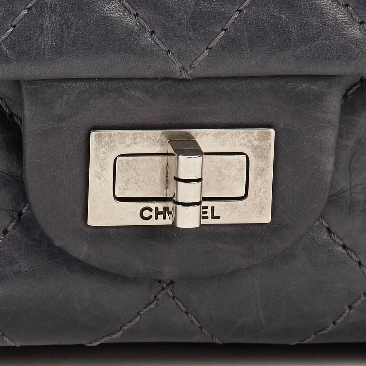 2000s Chanel Grey Quilted Calfskin 50th Anniversary 2.55 Reissue 226 Double Flap 1