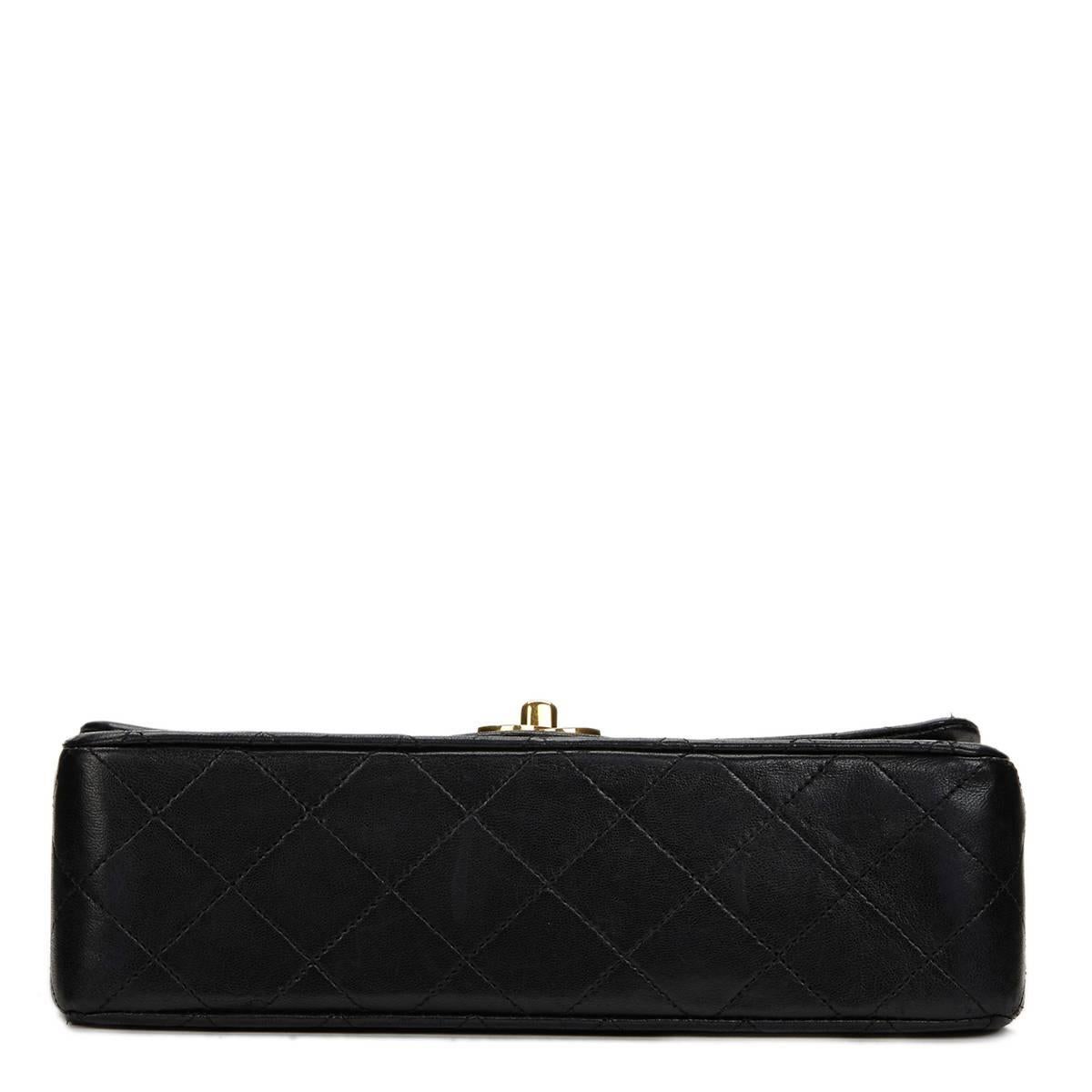 Women's Chanel Black Quilted Lambskin Vintage Small Classic Double Flap Bag, 1980s 