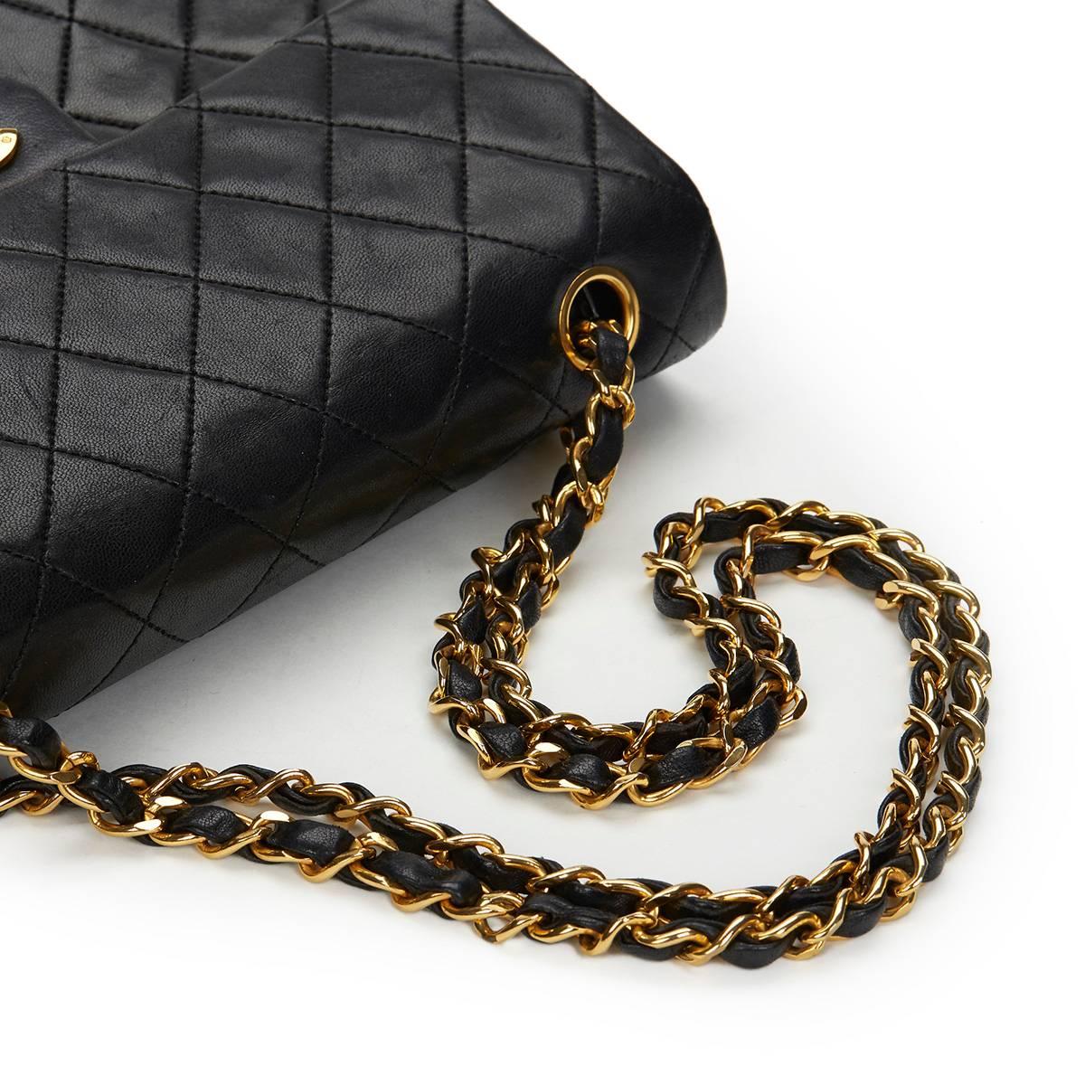 Chanel Black Quilted Lambskin Vintage Small Classic Double Flap Bag, 1980s  4