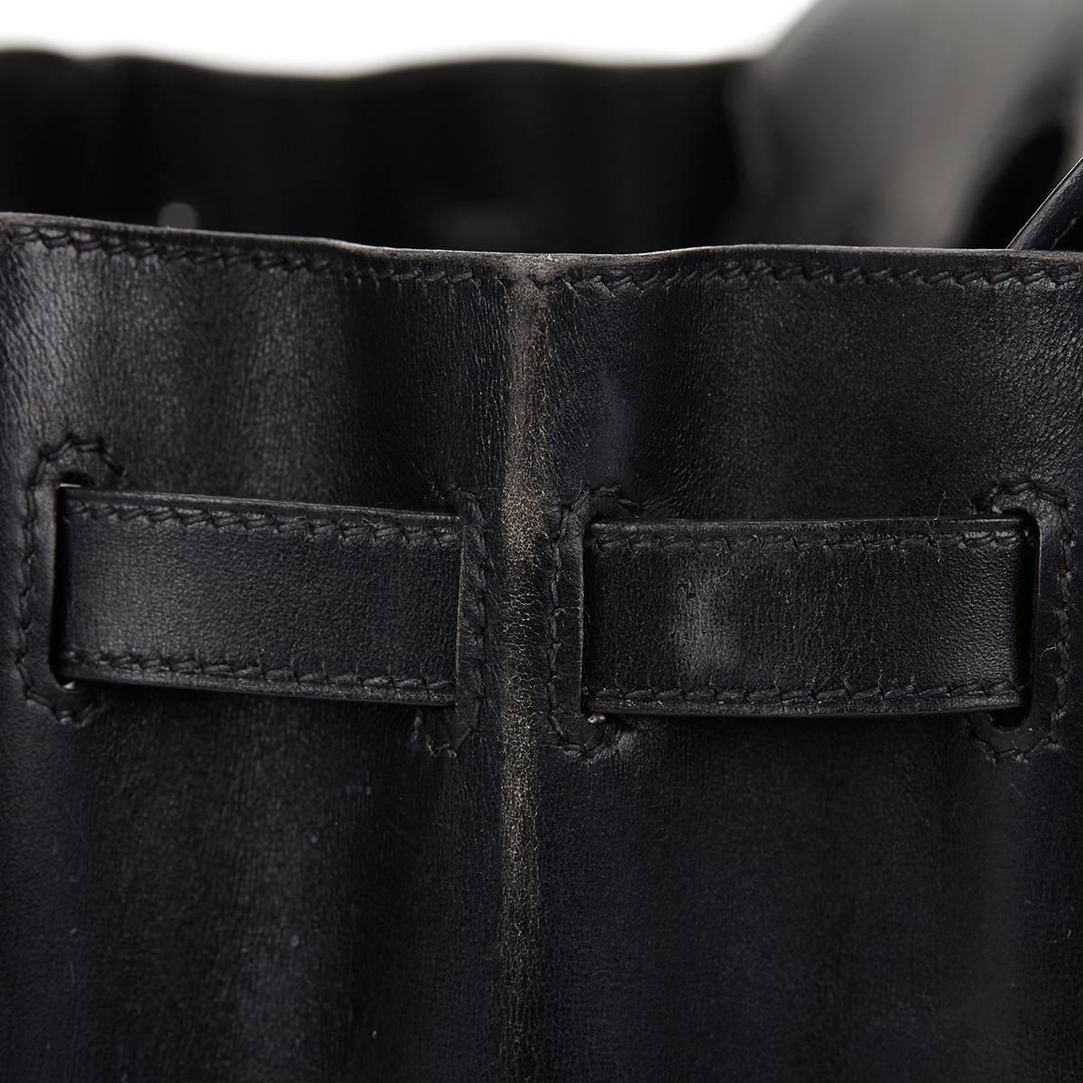 2001 Hermes Black Box Calf Leather Birkin 30cm 5