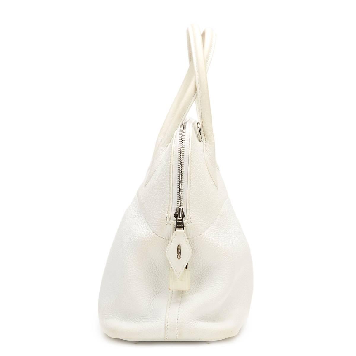 Gray 2006 Hermes White Togo Leather Bolide 31cm