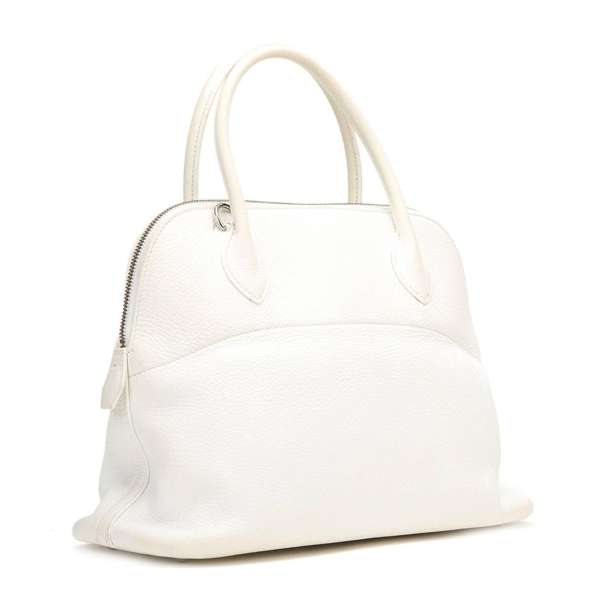 2006 Hermes White Togo Leather Bolide 31cm 1