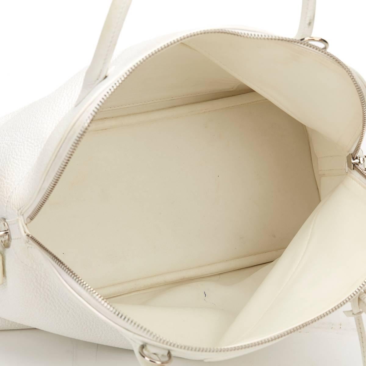 Women's 2006 Hermes White Togo Leather Bolide 31cm