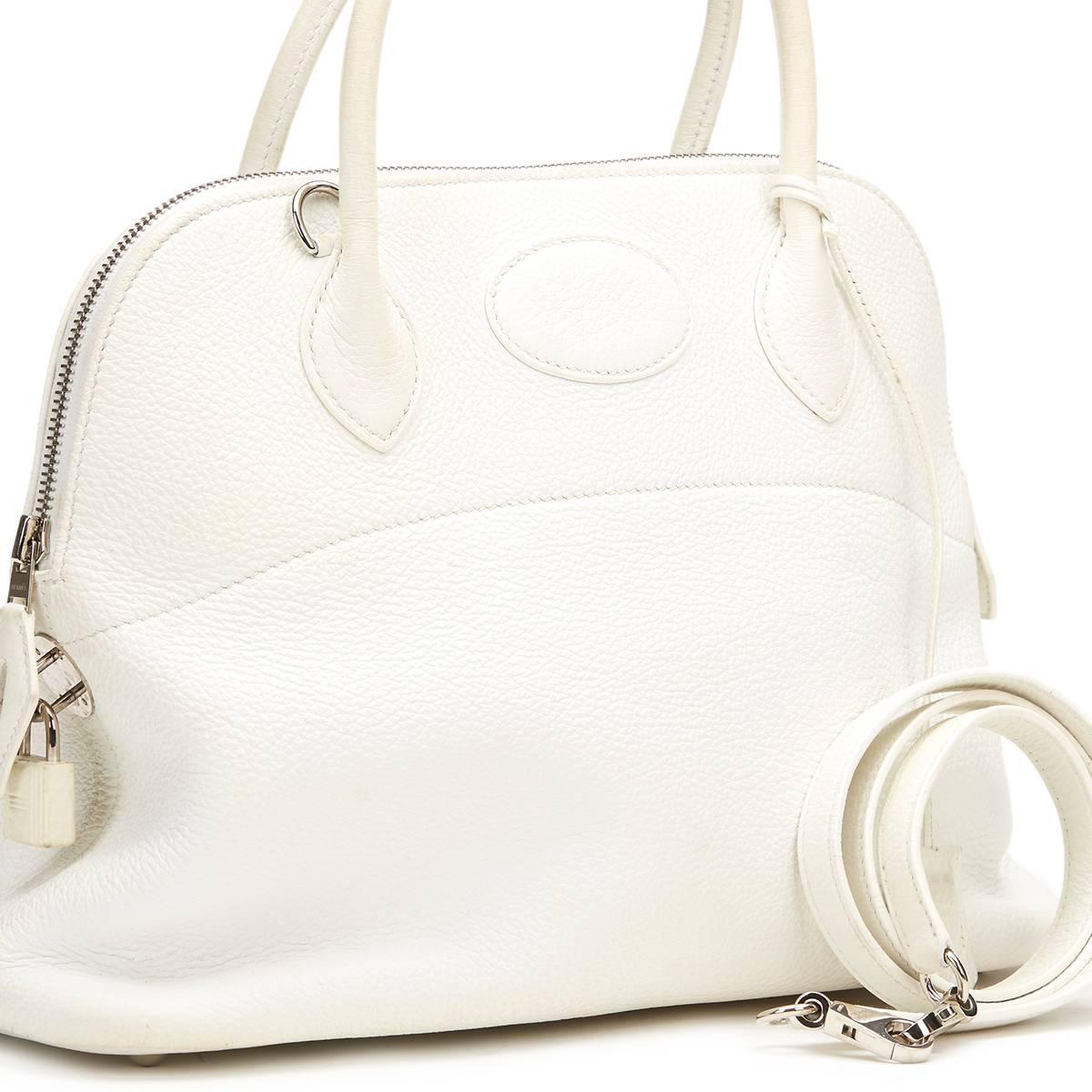 2006 Hermes White Togo Leather Bolide 31cm 4