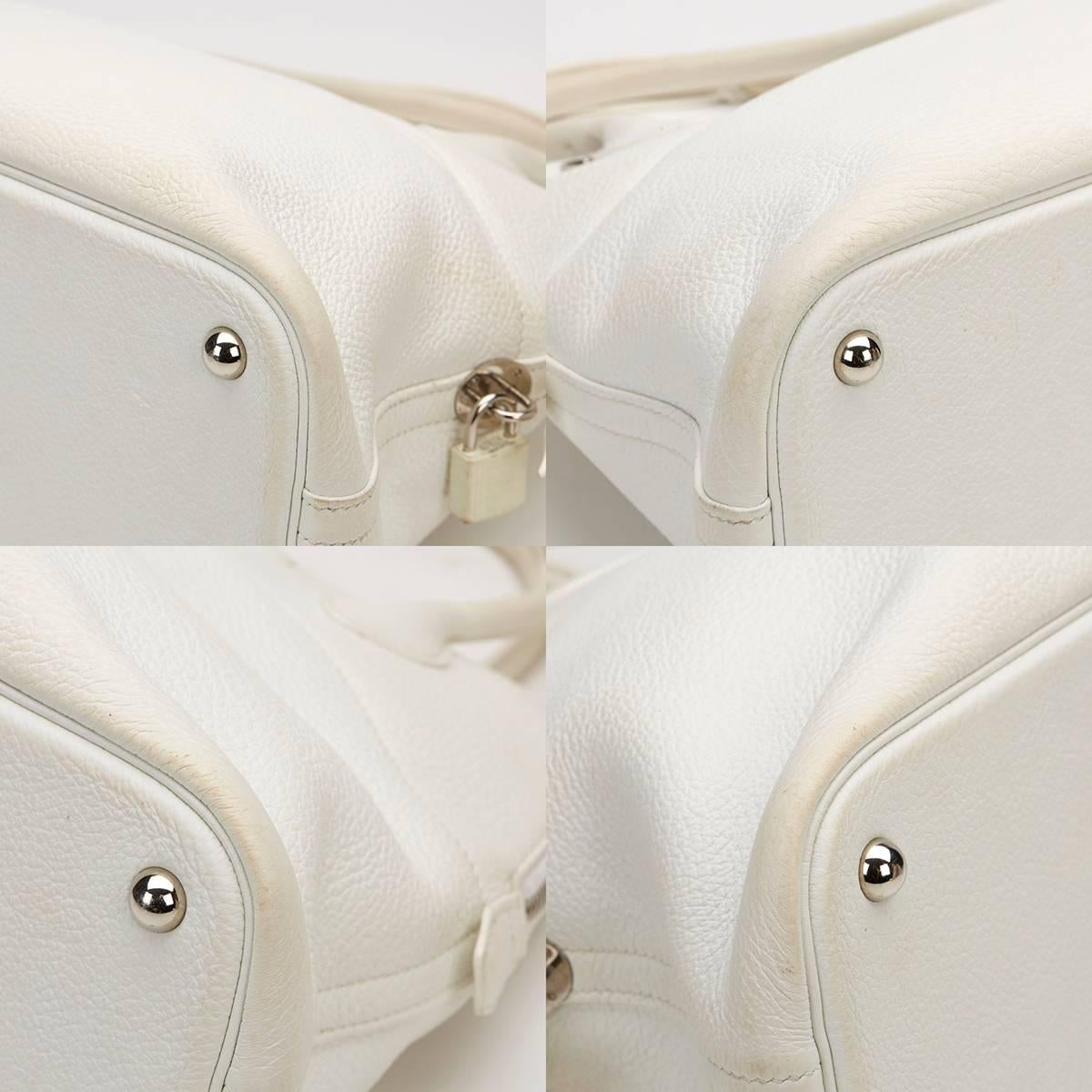 2006 Hermes White Togo Leather Bolide 31cm 5