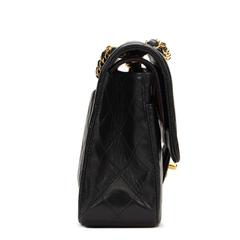 1990s Chanel Black Quilted Lambskin Vintage Medium Classic Double Flap Bag