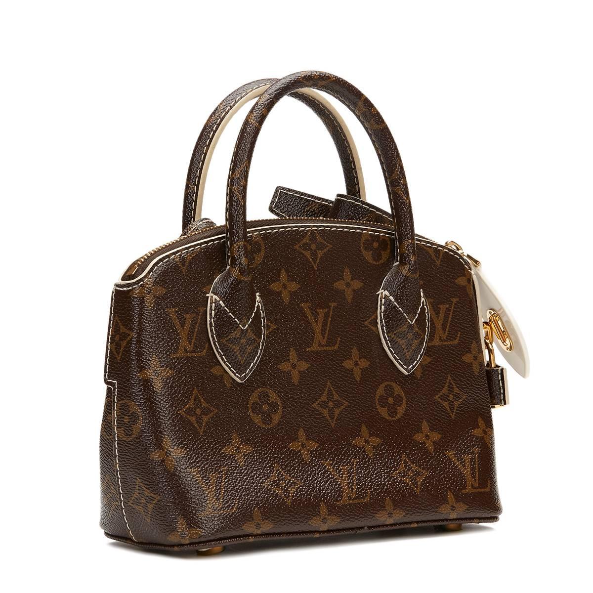 Black 2010s Louis Vuitton Brown Monogram Shine Fetish Lockit BB