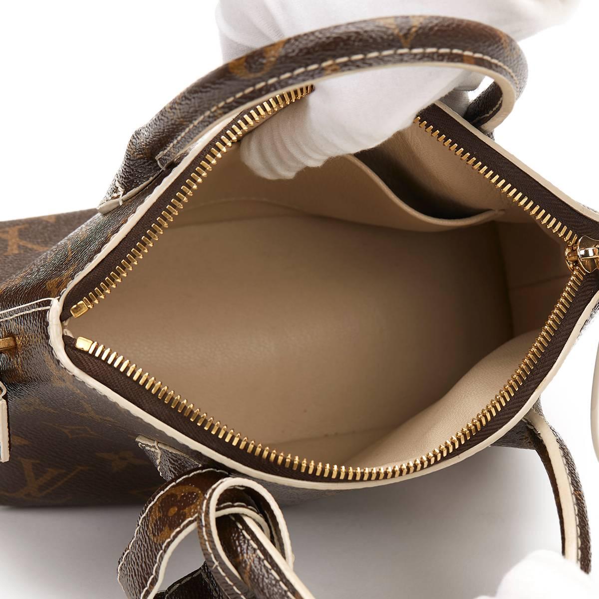 2010s Louis Vuitton Brown Monogram Shine Fetish Lockit BB In Excellent Condition In Bishop's Stortford, Hertfordshire