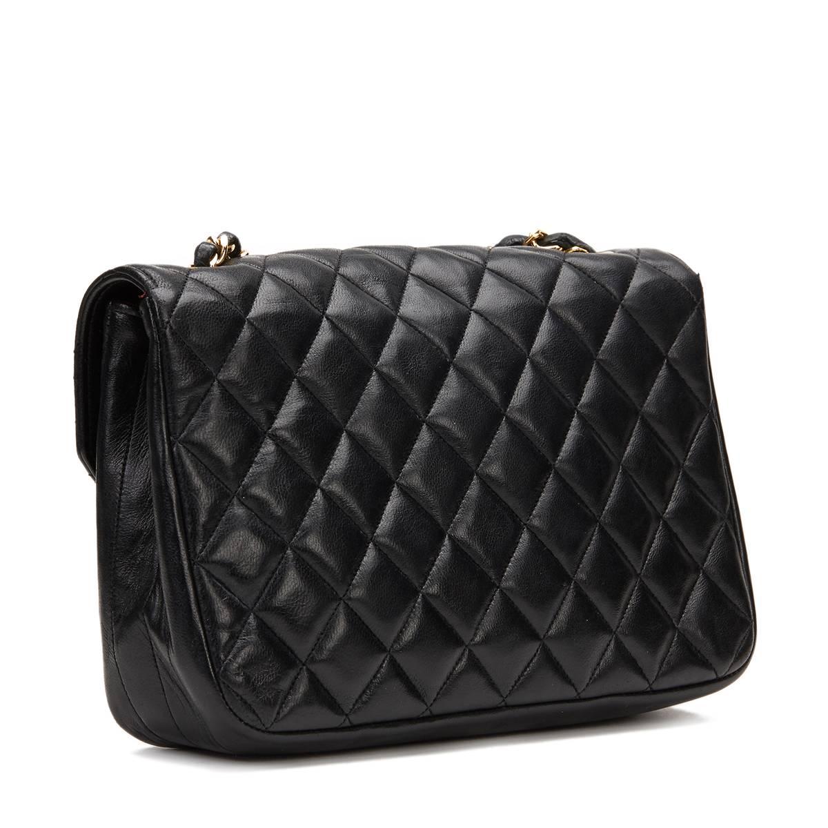 Women's 1980s Chanel Black Quilted Lambskin Vintage Classic Single Flap Bag