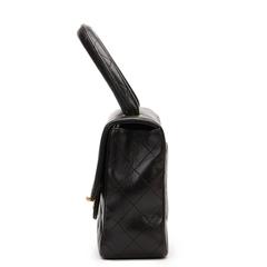 1990s Chanel Black Quilted Lambskin Vintage Timeless Kelly