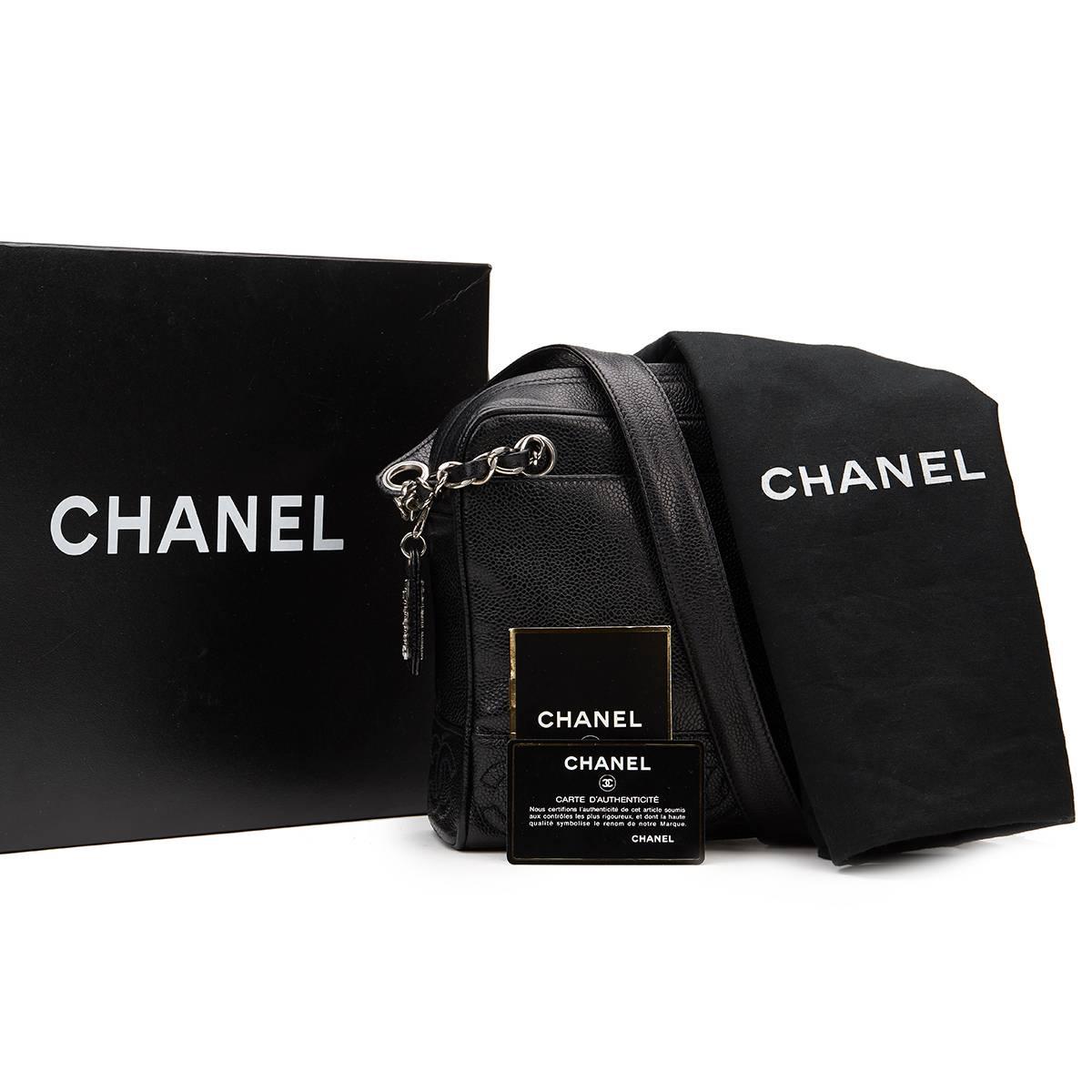 1996 Chanel Black Caviar Leather Vintage Timeless Shoulder Bag 6