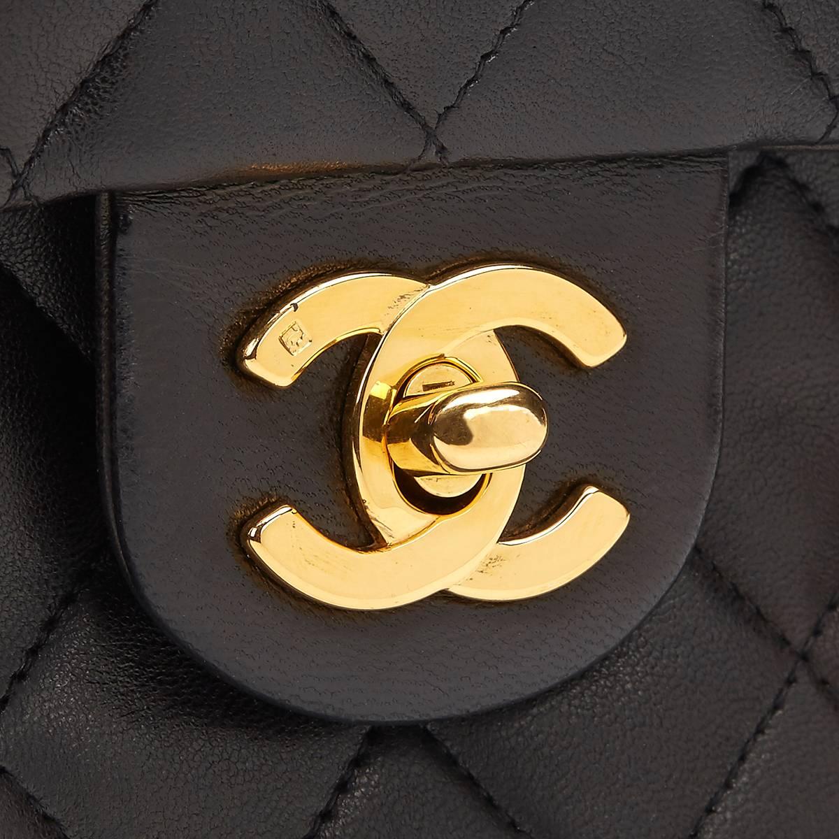 1990s Chanel Black Quilted Lambskin Vintage Mini Flap Bag 5