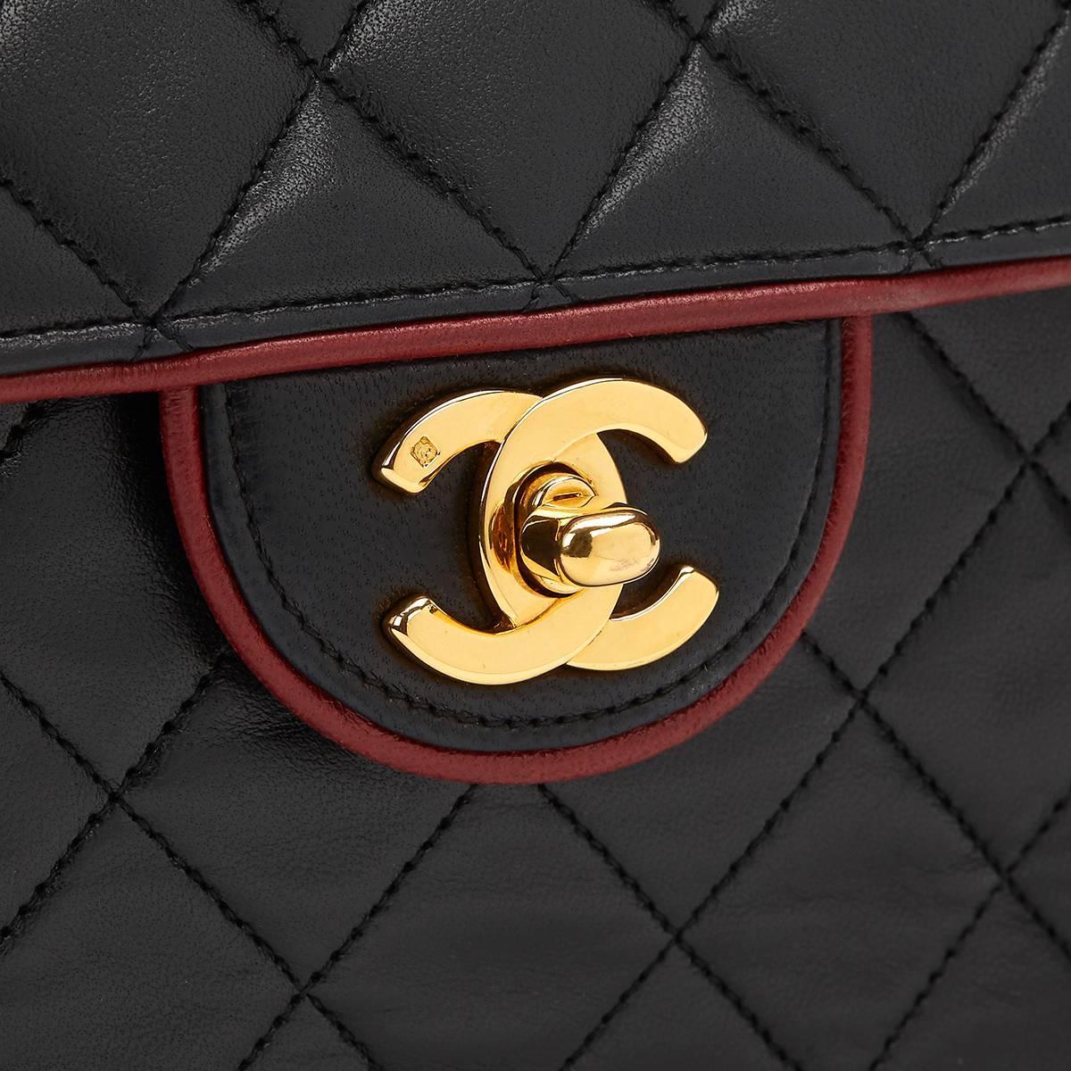 1980s Chanel Black Quilted Lambskin Vintage Classic Single Flap Bag 2