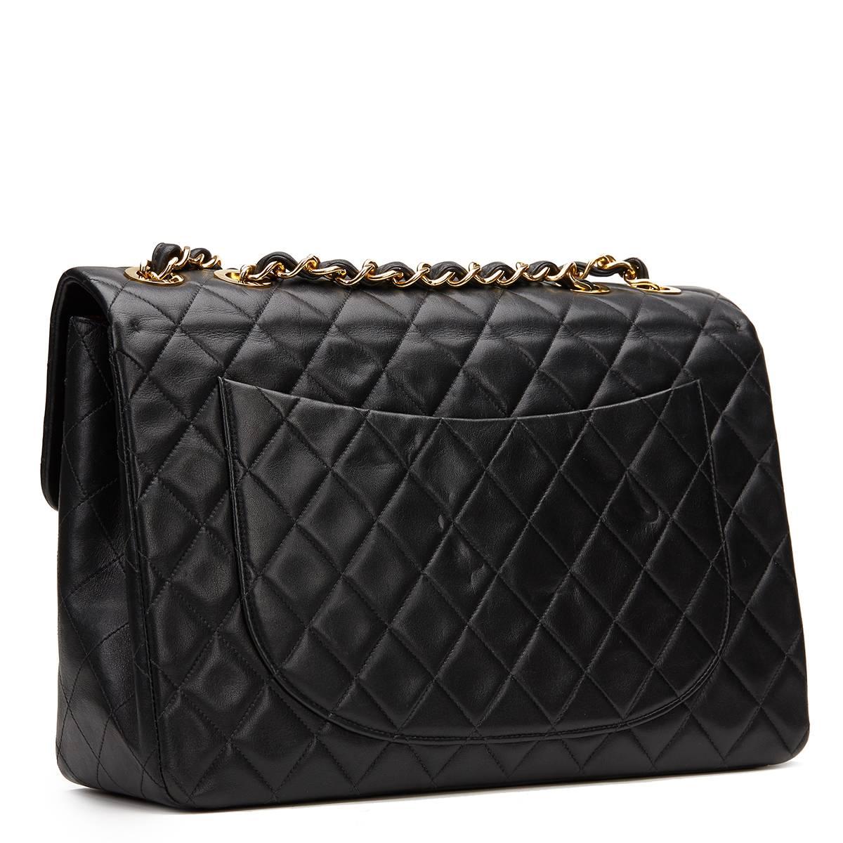 Women's 1994 Chanel Black Quilted Lambskin Vintage Maxi Jumbo XL Flap Bag