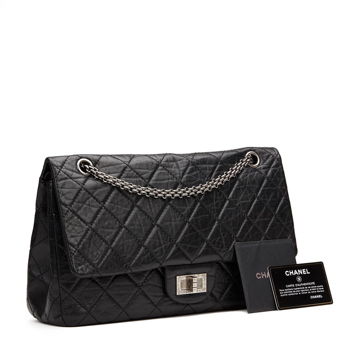 2008 Chanel Black Aged Calfskin 2.55 227 Reissue Flap Bag 6