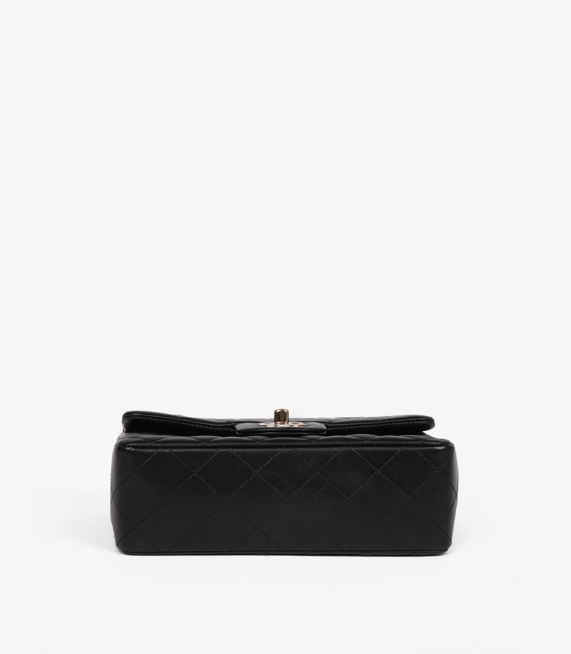 Chanel  Borsa Mini Flap rettangolare in pelle di agnello trapuntata nera in vendita 2