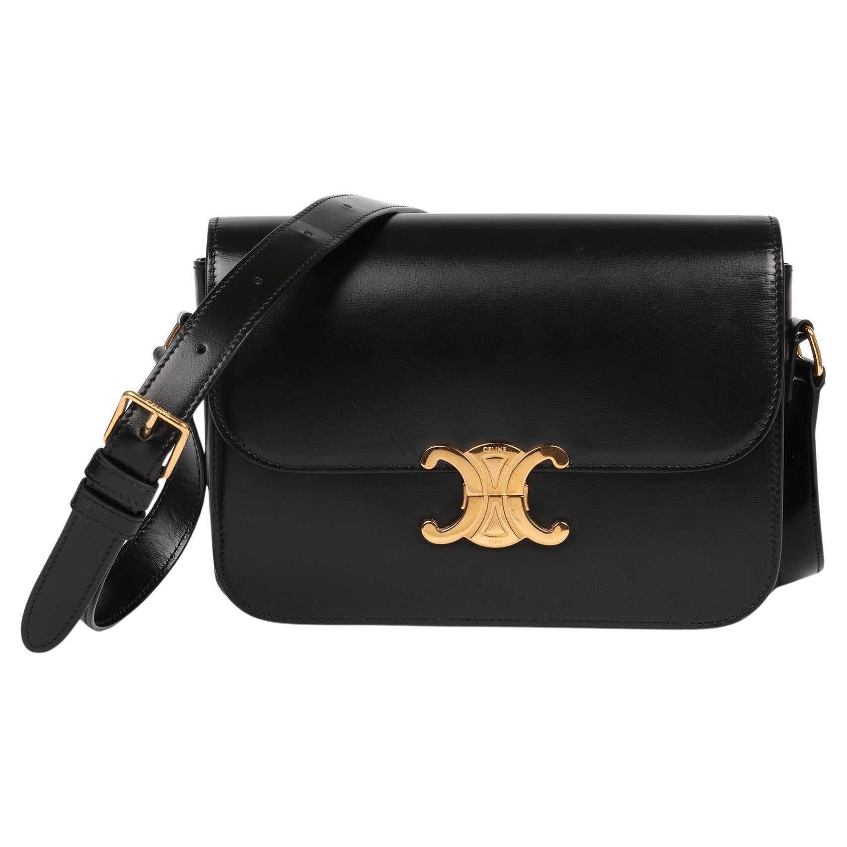 Celine Scatola nera in pelle di vitello Classique Triomphe