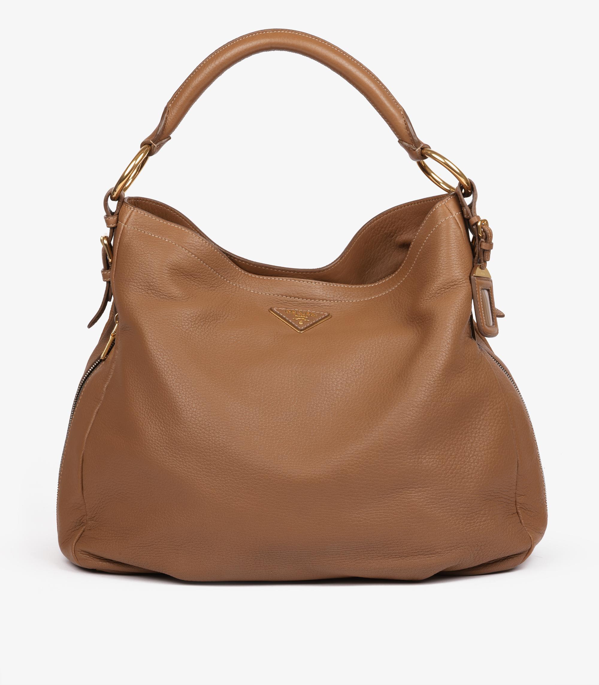 Hobo grande con doppia cerniera in pelle di cervo di Prada in vendita