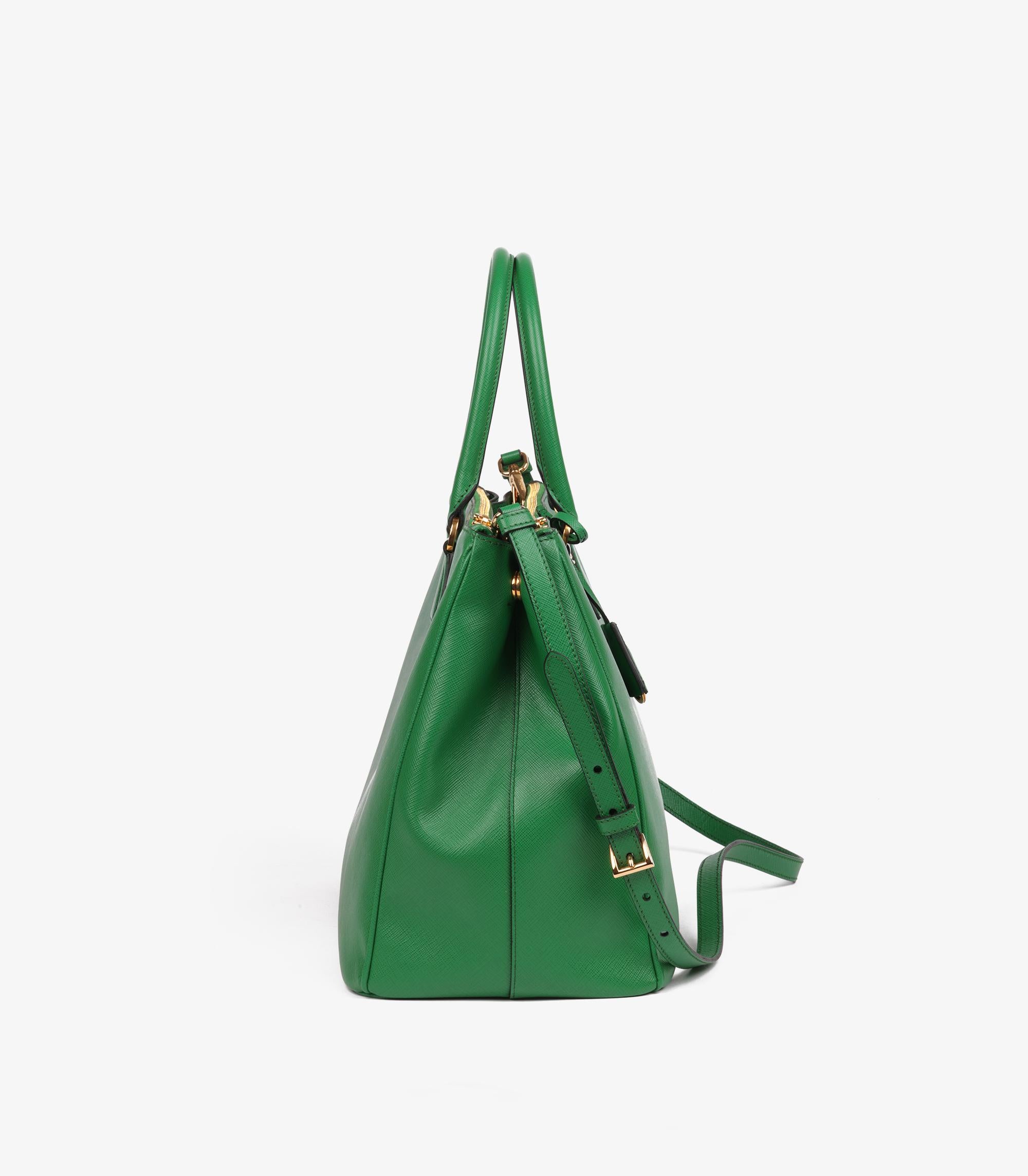 Prada Verde Saffiano Lux Leather Large Galleria Tote Excellent état - En vente à Bishop's Stortford, Hertfordshire