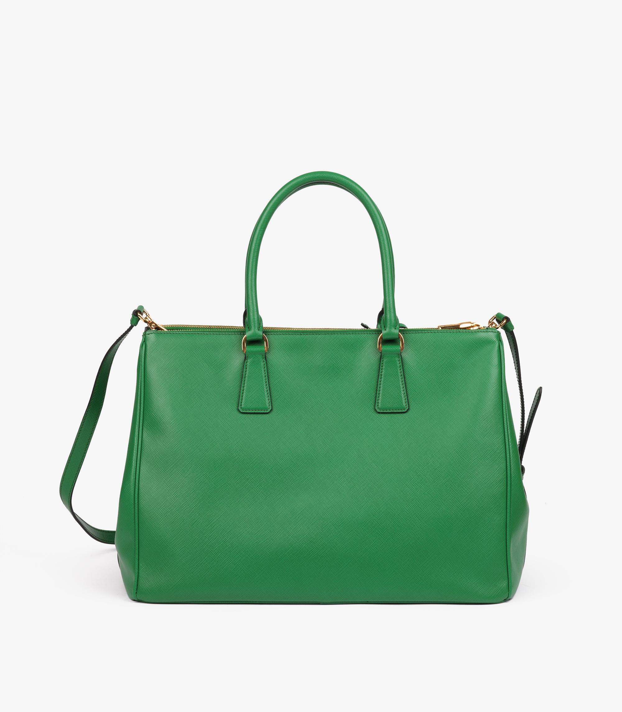 Prada Verde Saffiano Lux Leather Large Galleria Tote Unisexe en vente