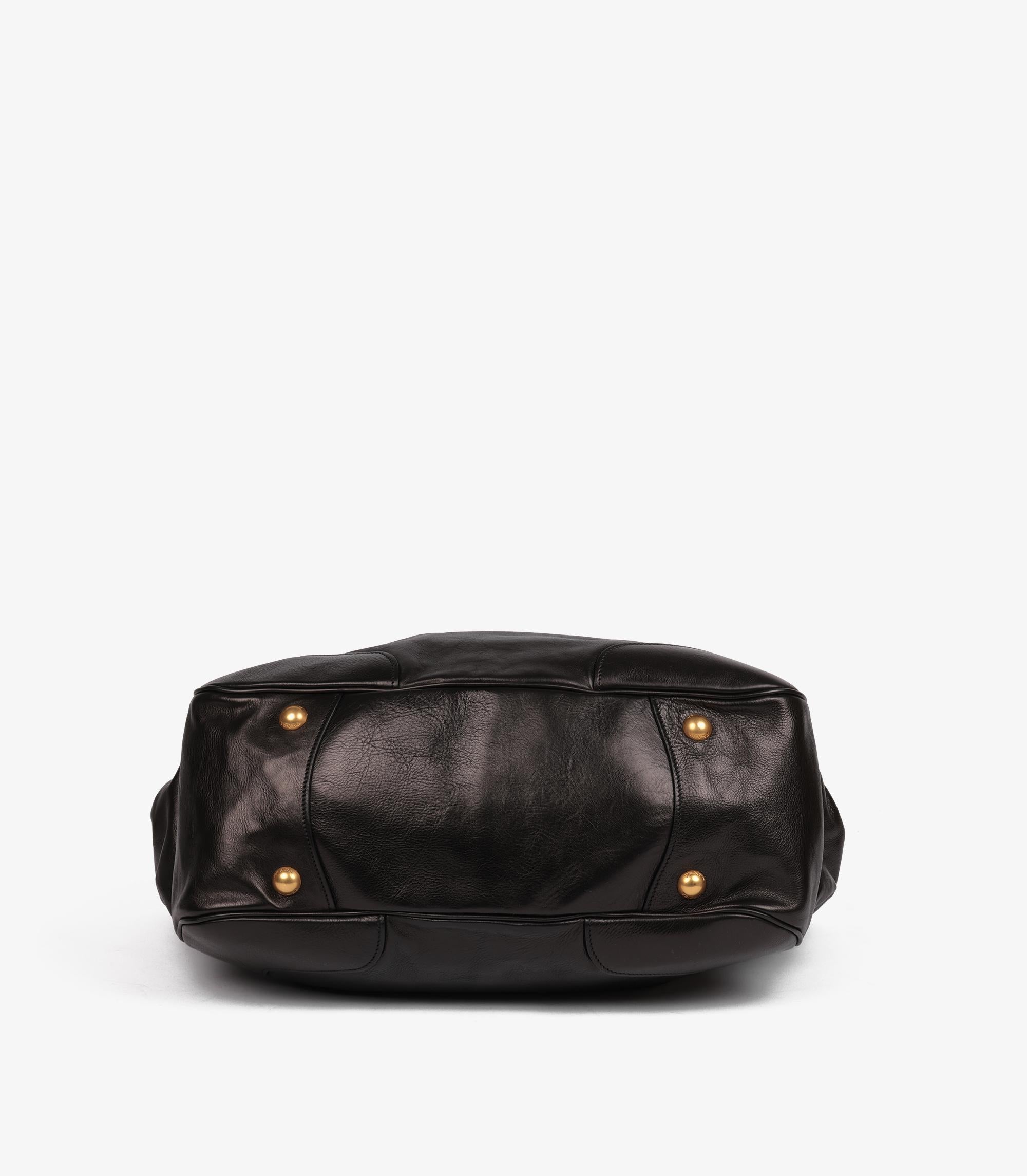 Borsa Hobo grande in pelle di vitello di Prada, nero Vitello Daino in vendita 2