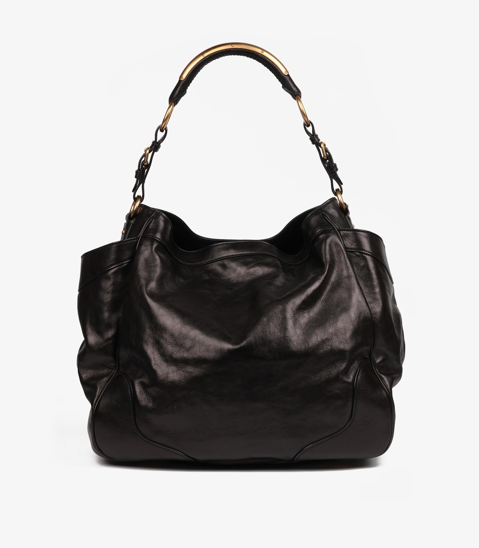 da uomo o donna Borsa Hobo grande in pelle di vitello di Prada, nero Vitello Daino in vendita