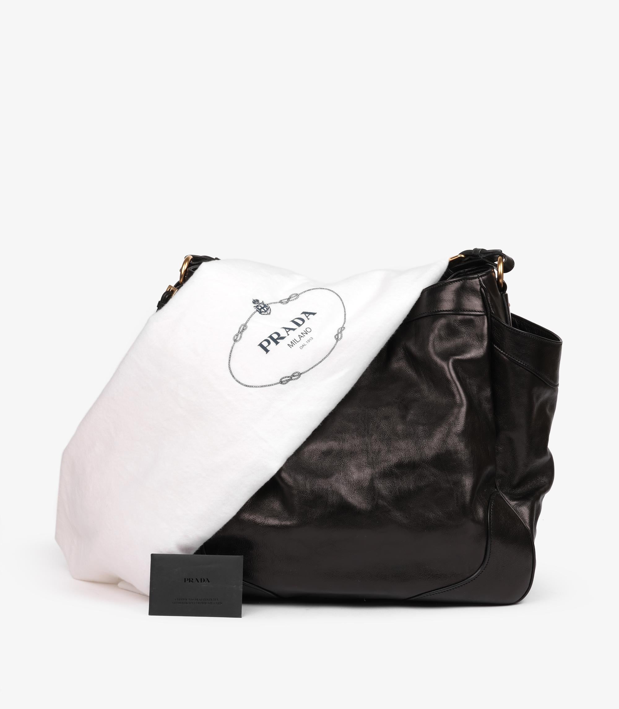 Borsa Hobo grande in pelle di vitello di Prada, nero Vitello Daino in vendita 6