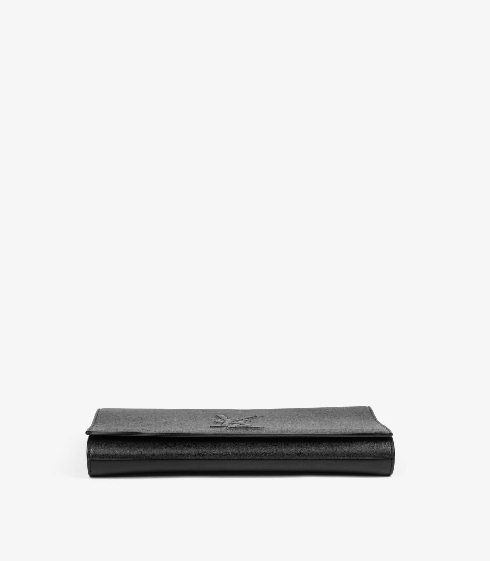 Saint Laurent  Große Belle de Jour Clutch aus schwarzem Kalbsleder für Damen oder Herren im Angebot