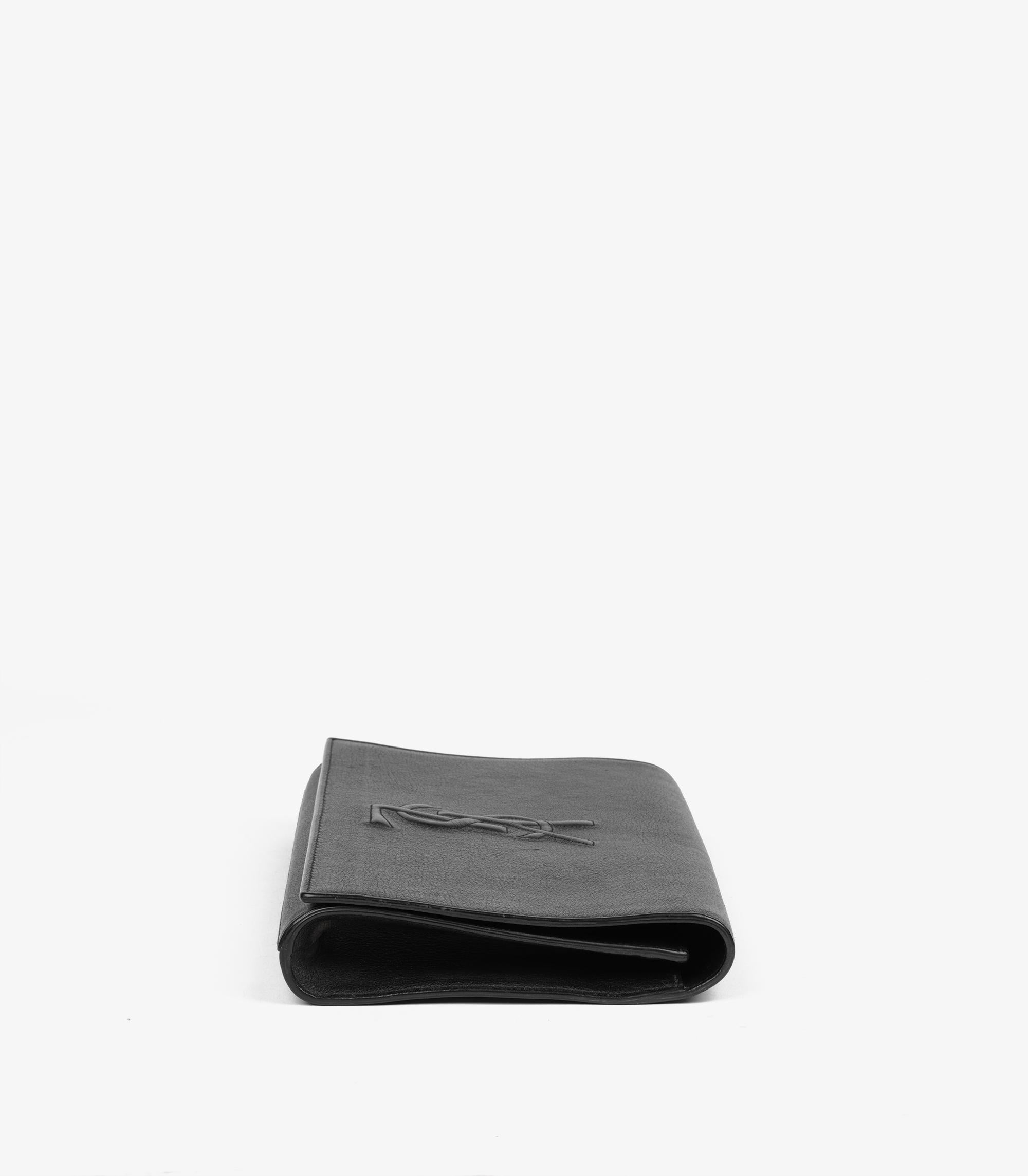 Saint Laurent  Große Belle de Jour Clutch aus schwarzem Kalbsleder im Zustand „Hervorragend“ im Angebot in Bishop's Stortford, Hertfordshire