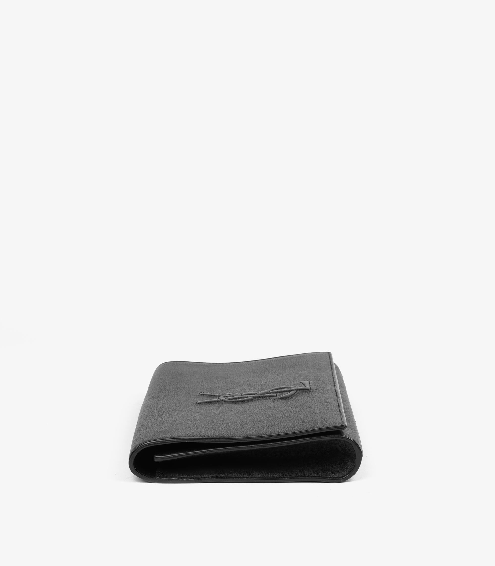 Saint Laurent  Große Belle de Jour Clutch aus schwarzem Kalbsleder im Angebot 1