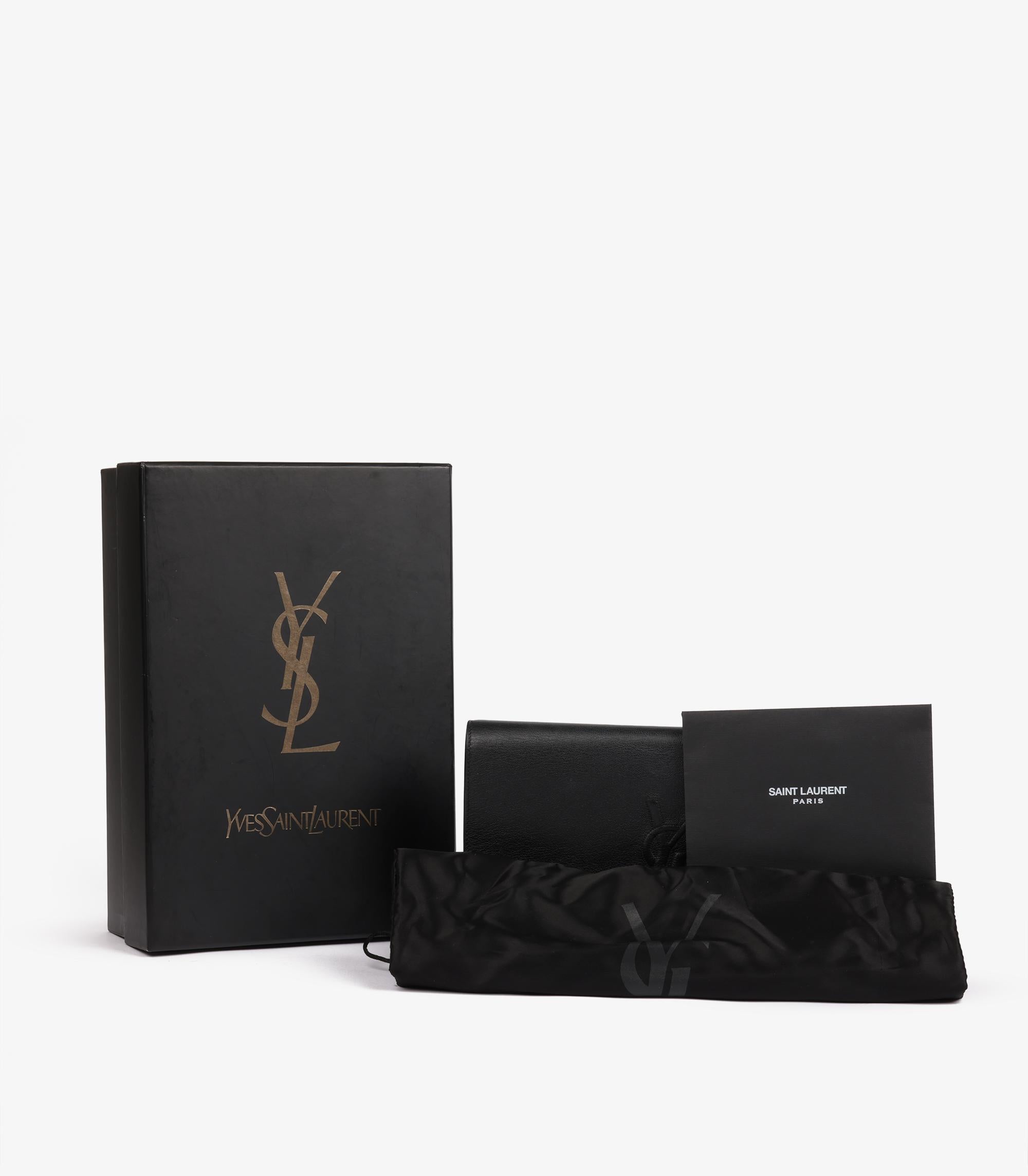 Saint Laurent  Große Belle de Jour Clutch aus schwarzem Kalbsleder im Angebot 5