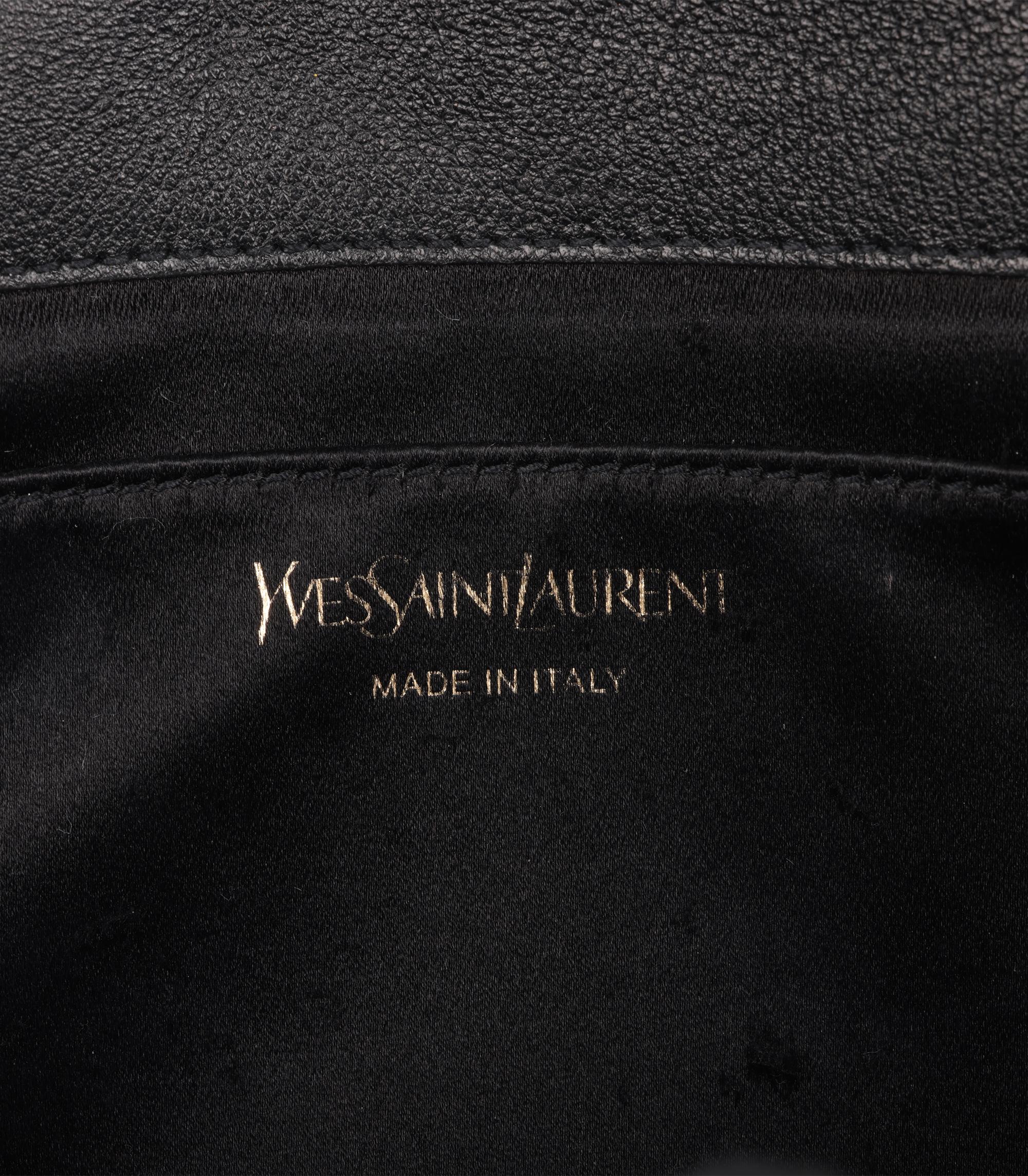 Saint Laurent  Große Belle de Jour Clutch aus schwarzem Kalbsleder im Angebot 4