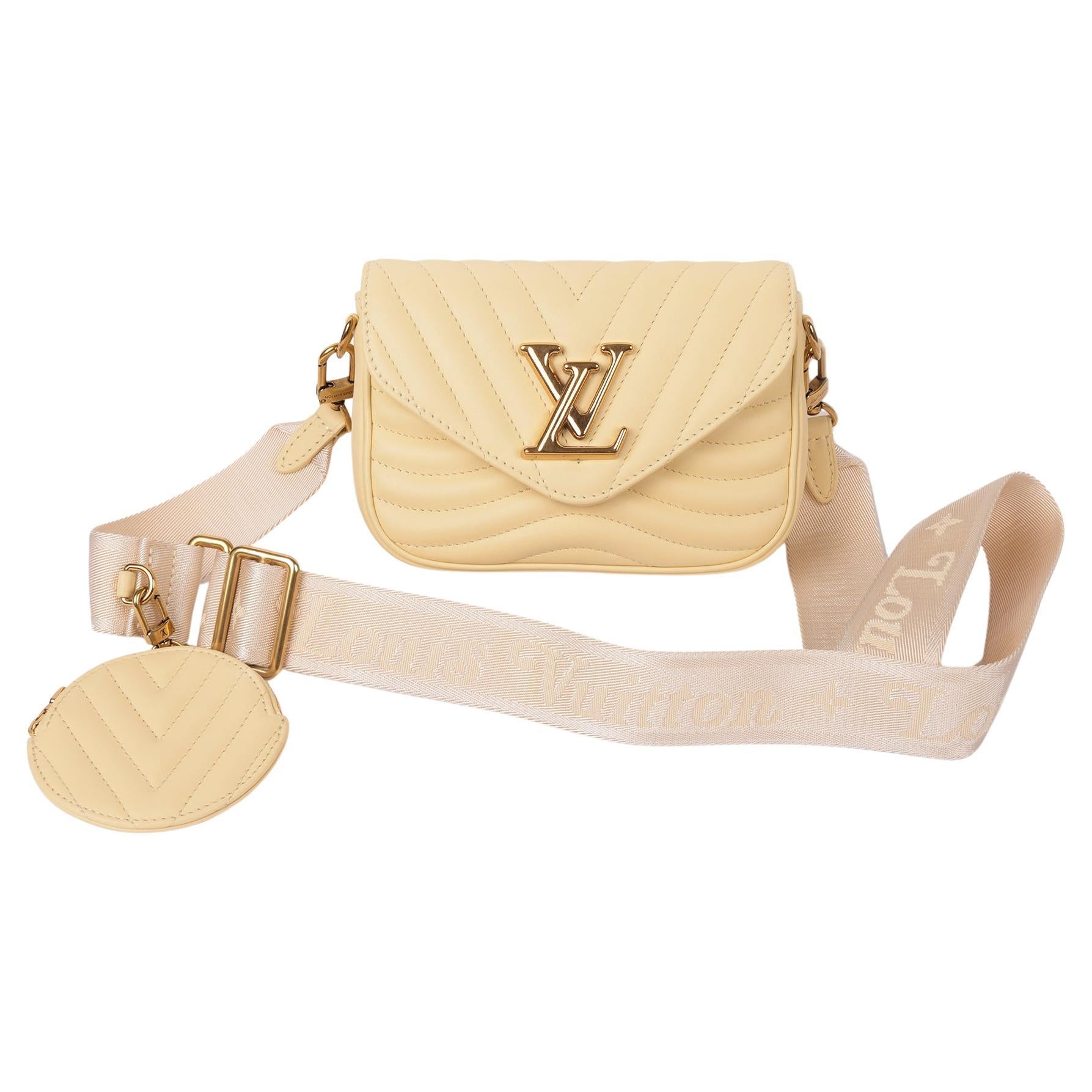 Bolso multibolsillo Louis Vuitton Banane en piel de becerro acolchada amarilla New Wave