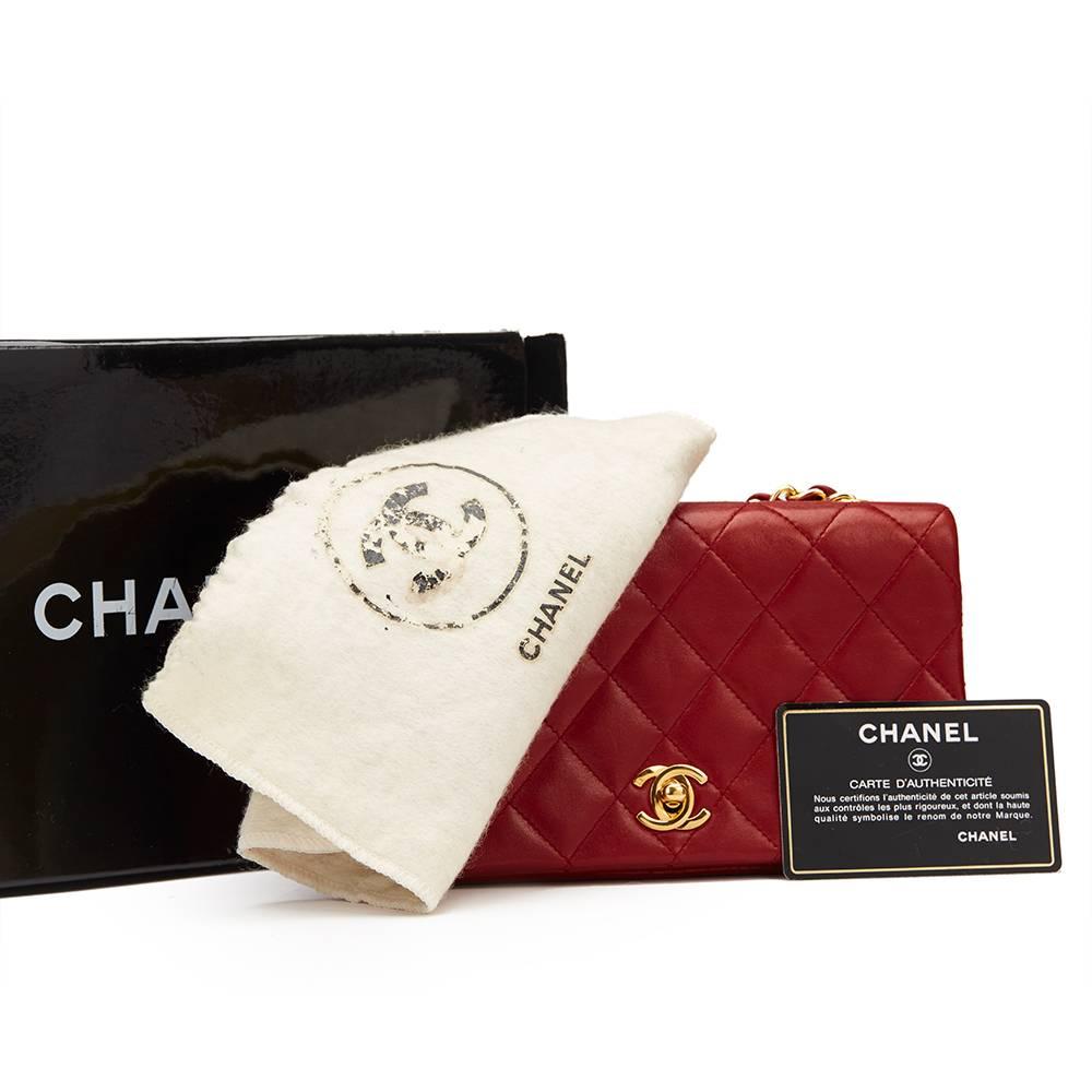 1990s Chanel Red Quilted Lambskin Vintage Mini Flap Bag 6
