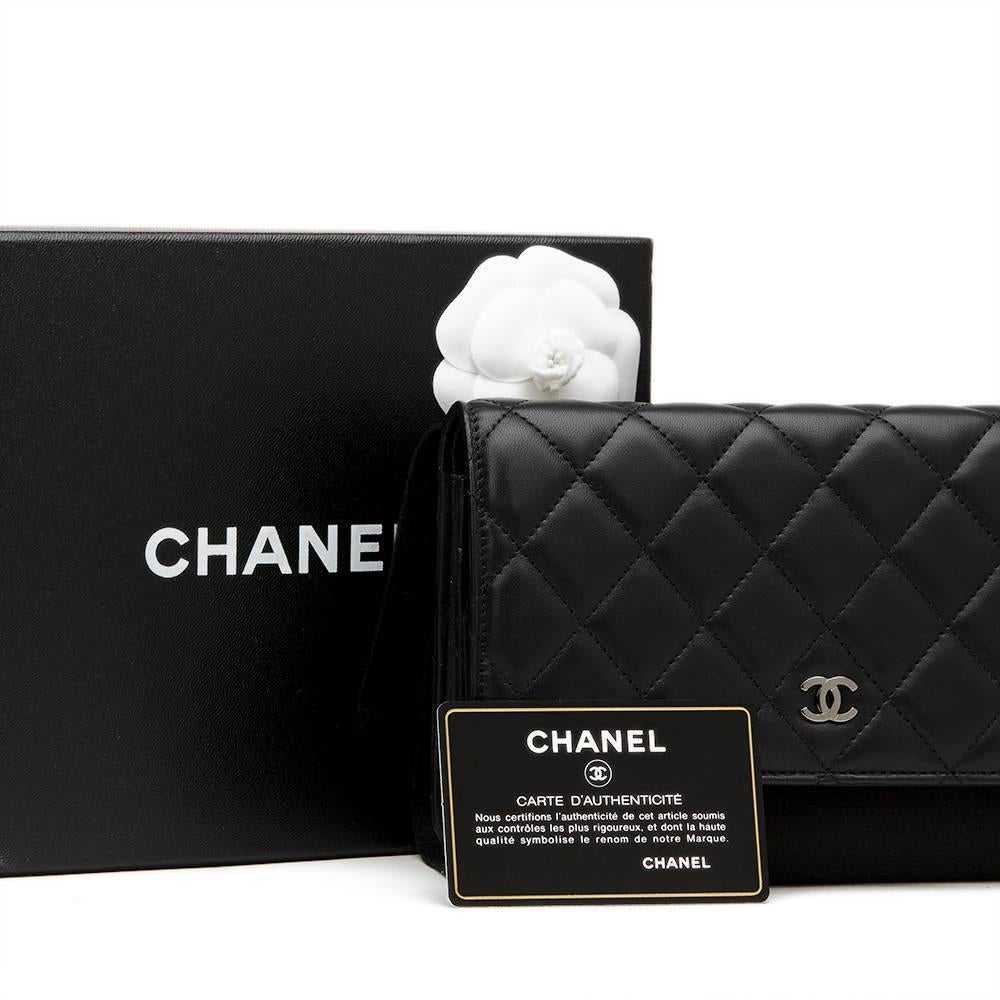 2010s Chanel Black Quilted Lambskin Wallet-on-Chain WOC 6