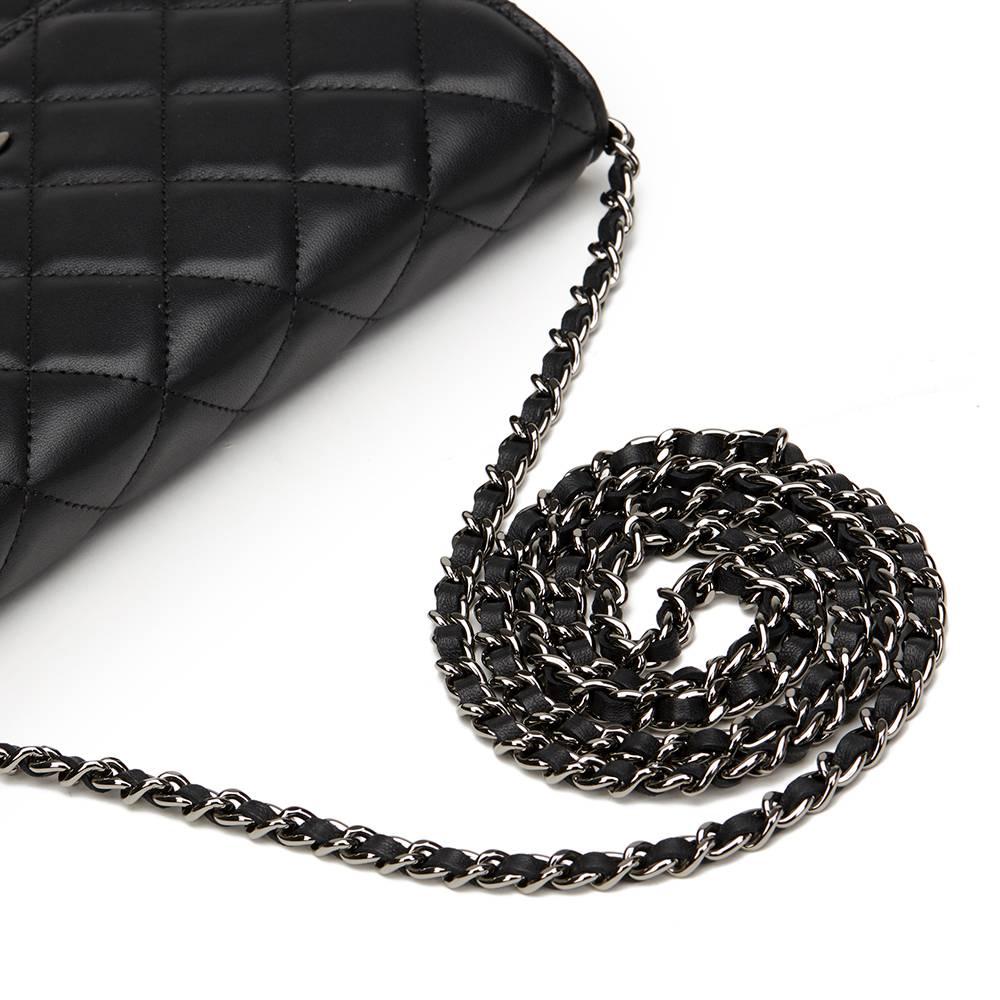 2010s Chanel Black Quilted Lambskin Wallet-on-Chain WOC 3