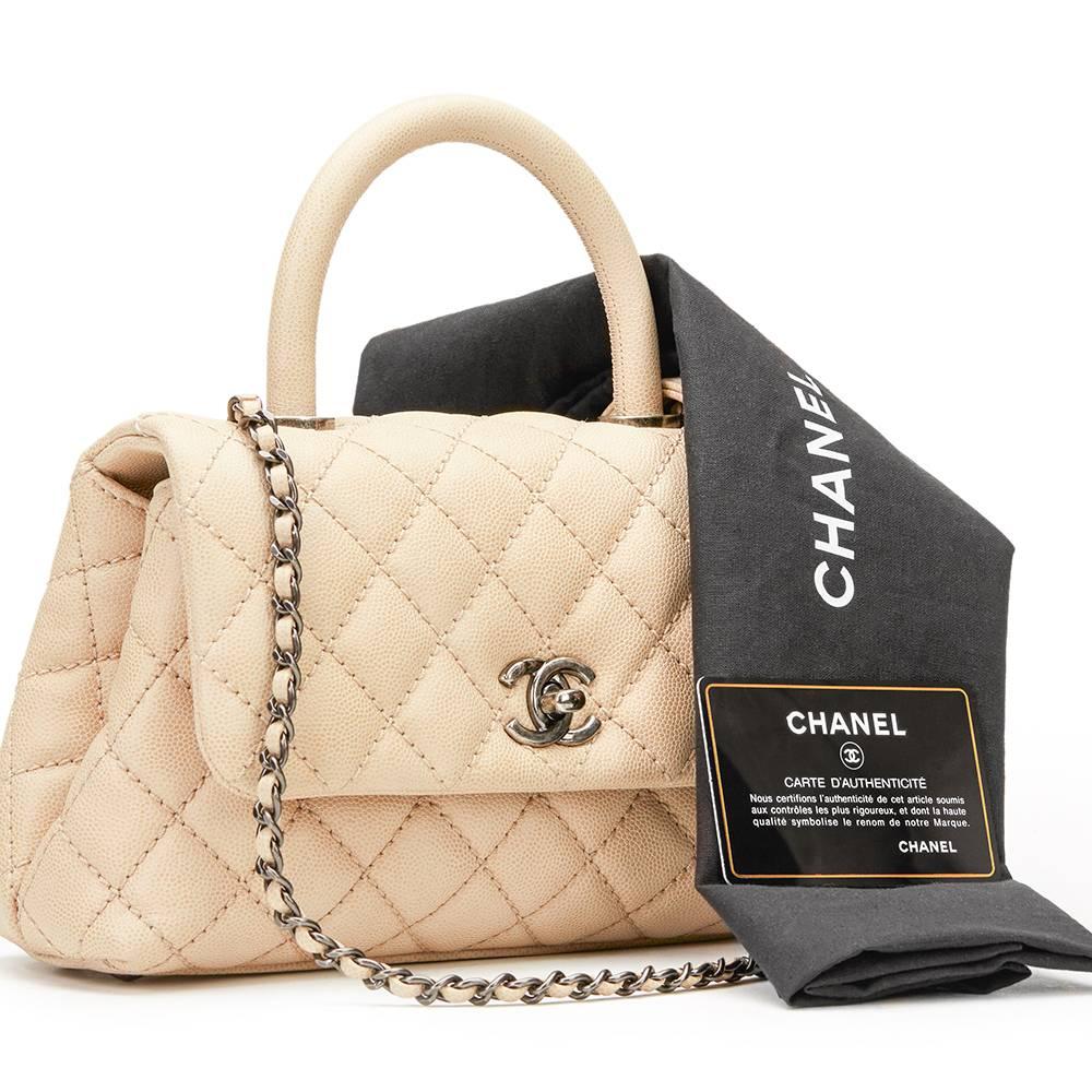 Women's 2016 Chanel Beige Caviar Leather Mini Coco Handle