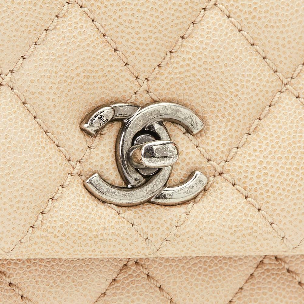 2016 Chanel Beige Caviar Leather Mini Coco Handle 3