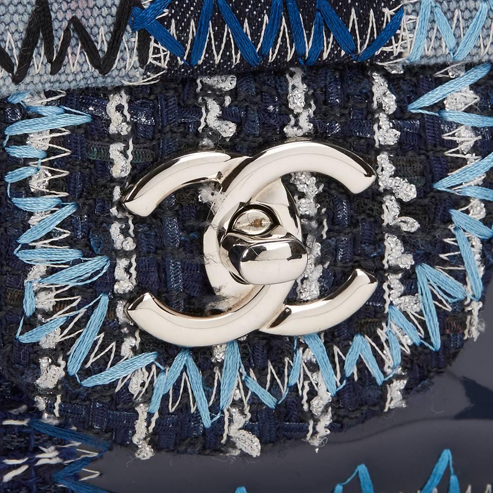 2015 Chanel Blau Denim Patchwork Klappe Tasche 4