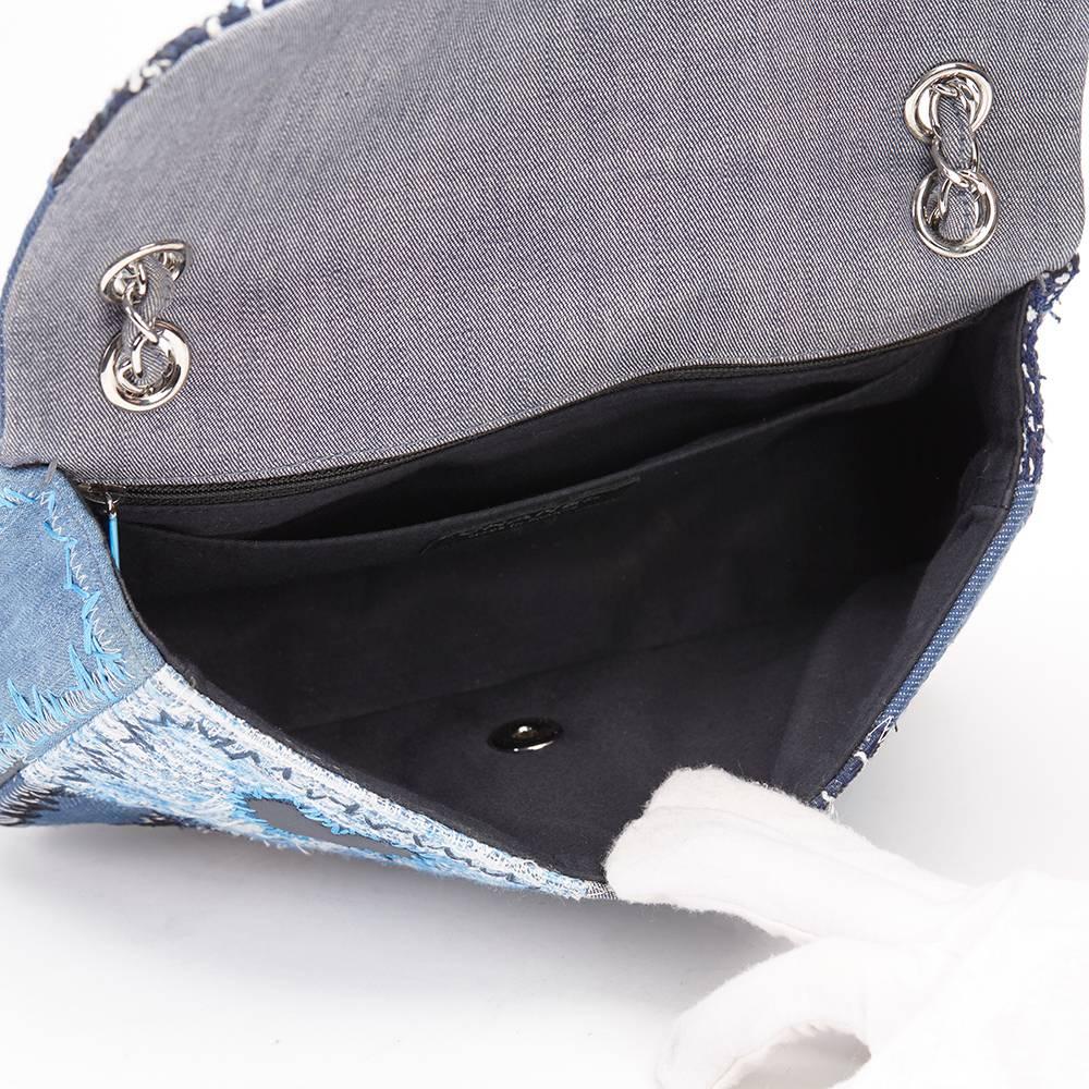 2015 Chanel Blau Denim Patchwork Klappe Tasche 5