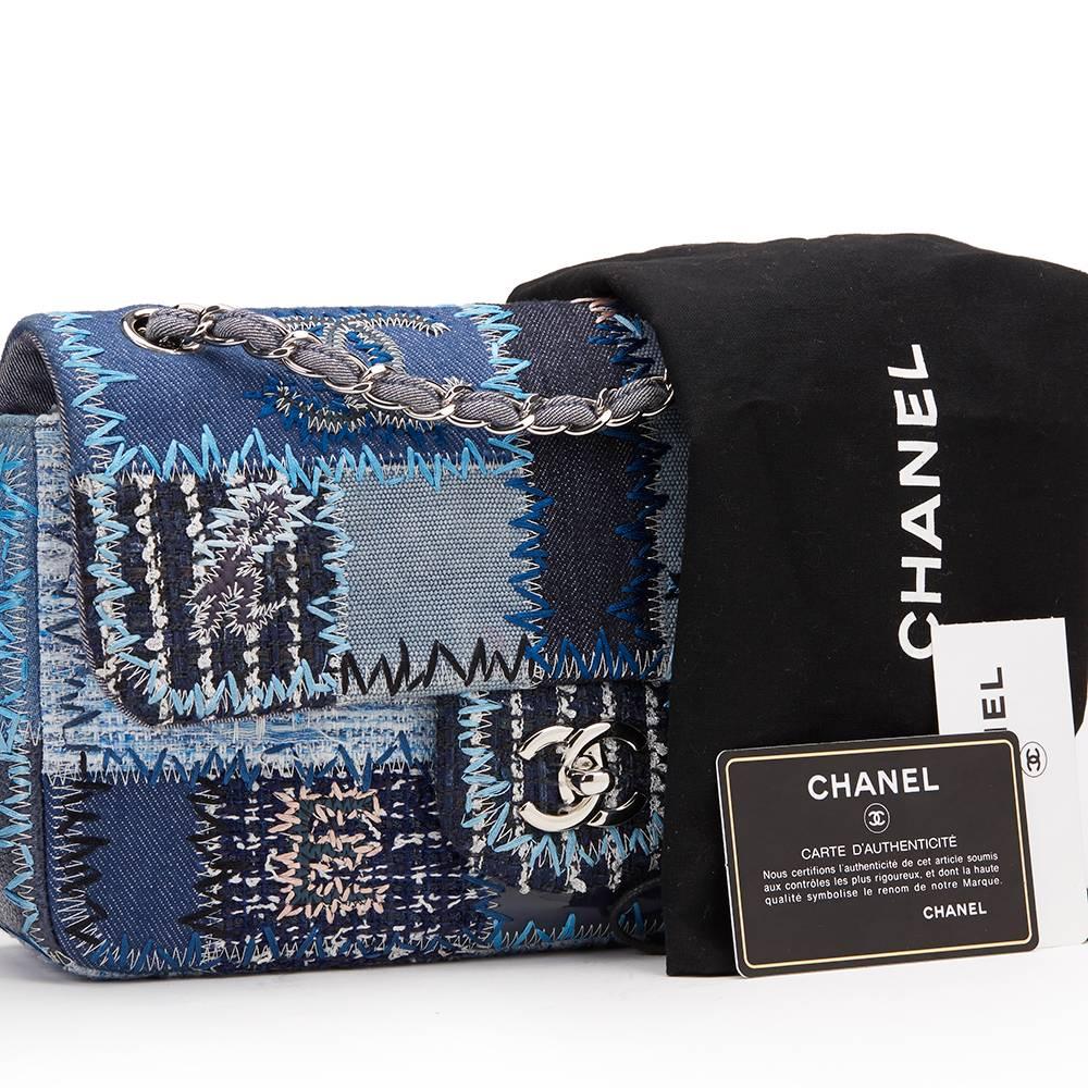 2015 Chanel Blau Denim Patchwork Klappe Tasche 6