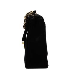 1990s Chanel Black Vertical Quilted Velvet Vintage Jumbo XL Flap Bag