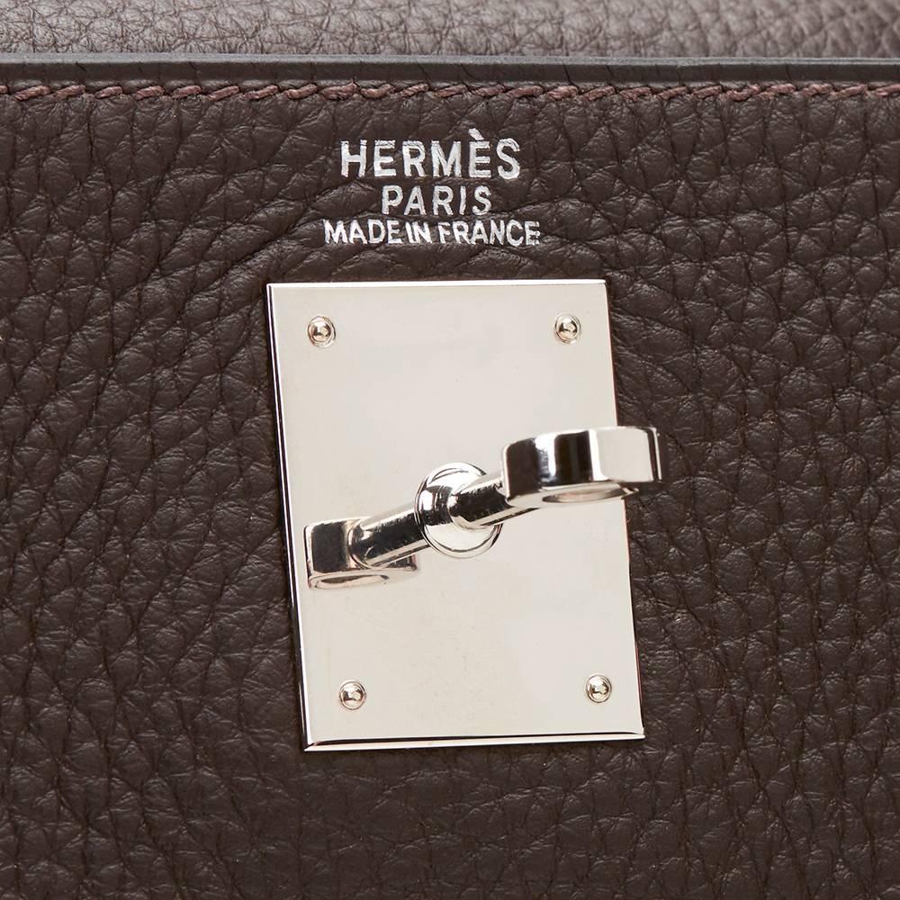 2003 Hermes Chocolate Clemence Leather Kelly Retourne 32cm 3