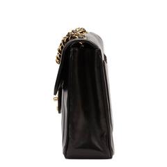 1990s Chanel Black Vertical Quilted Lambskin Vintage Jumbo XL Flap Bag