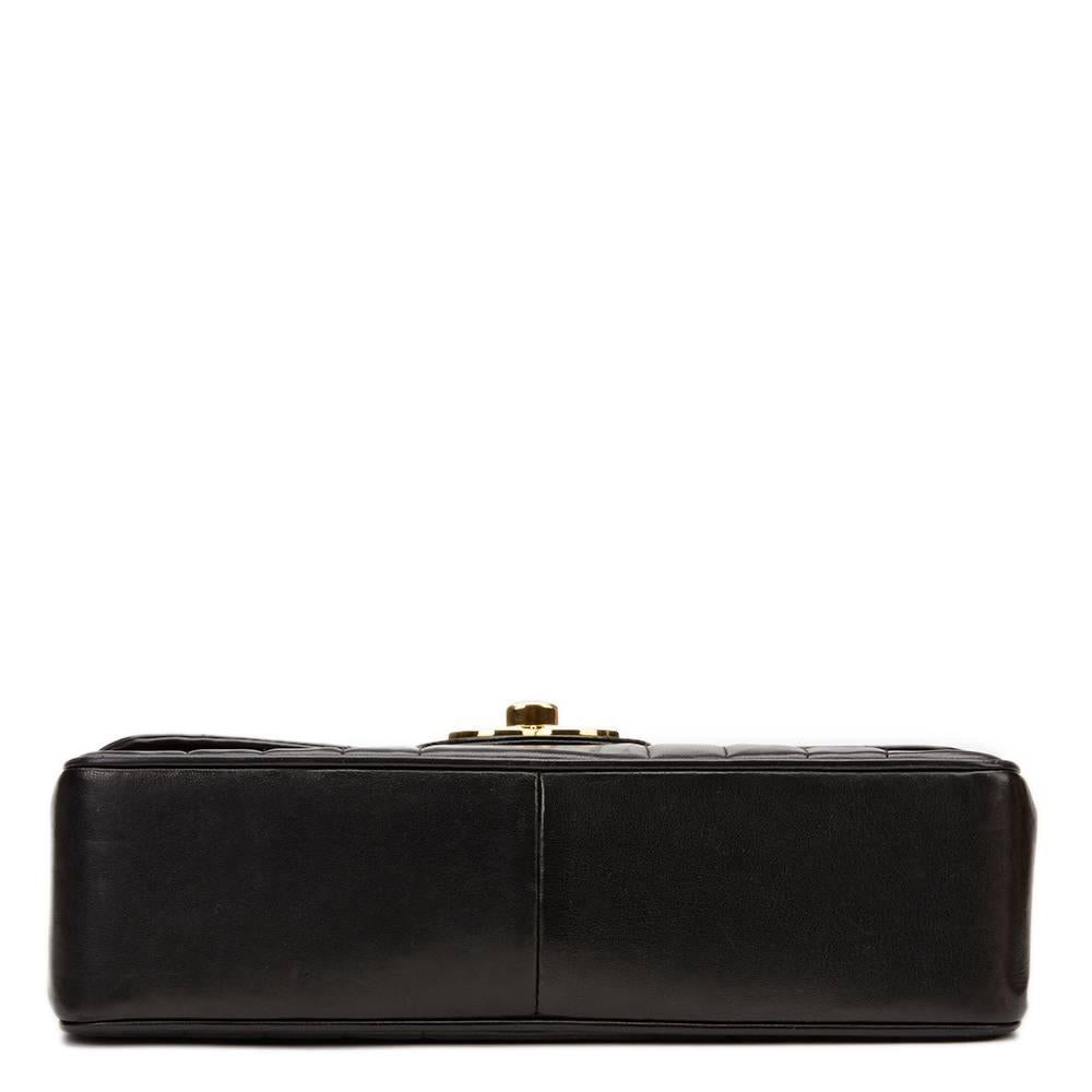 Women's 1990s Chanel Black Vertical Quilted Lambskin Vintage Jumbo XL Flap Bag