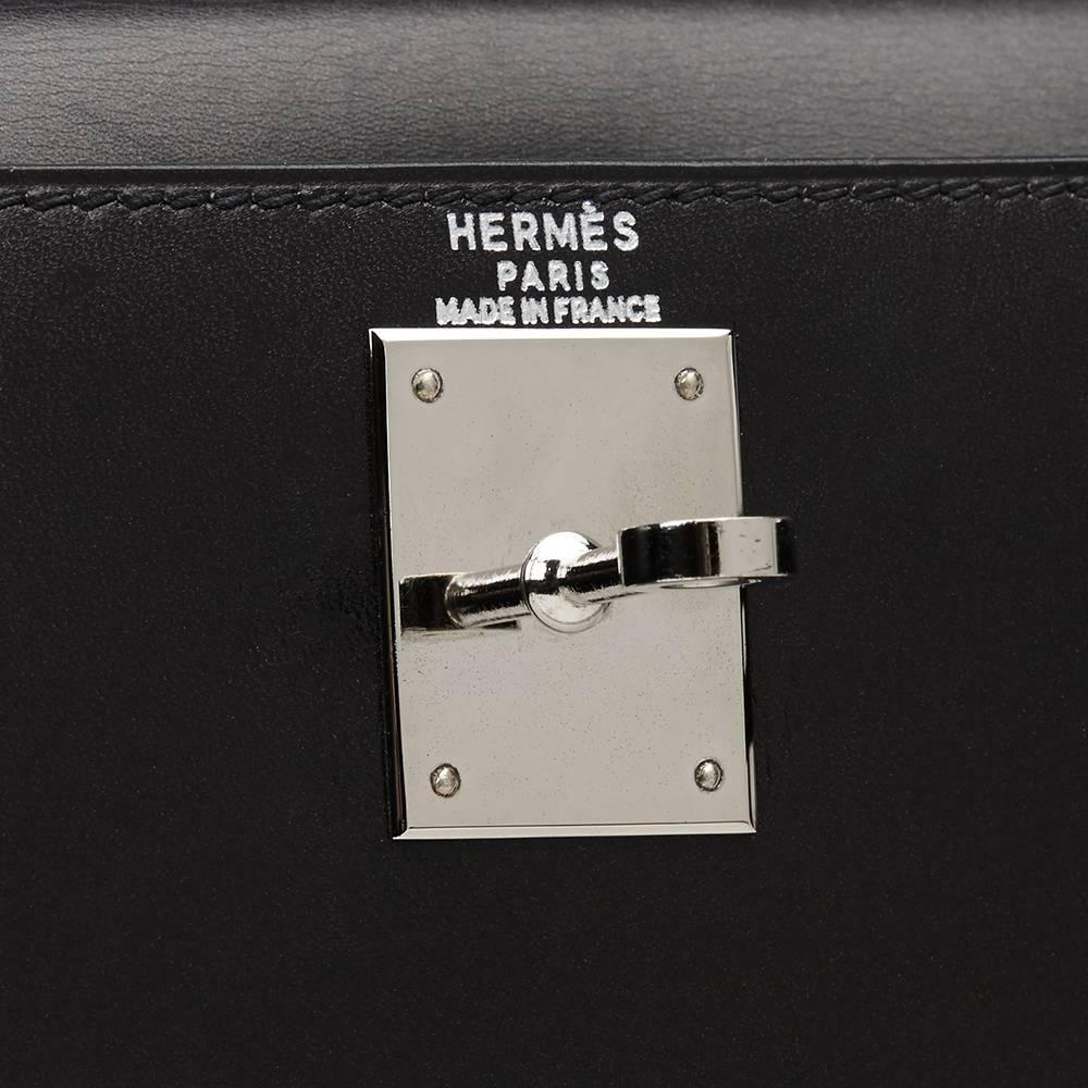 Women's 1999 Hermes Black Box Calf Leather Kelly 28cm