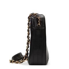 1996 Chanel Black Vertical Quilted Lambskin Vintage Camera Bag
